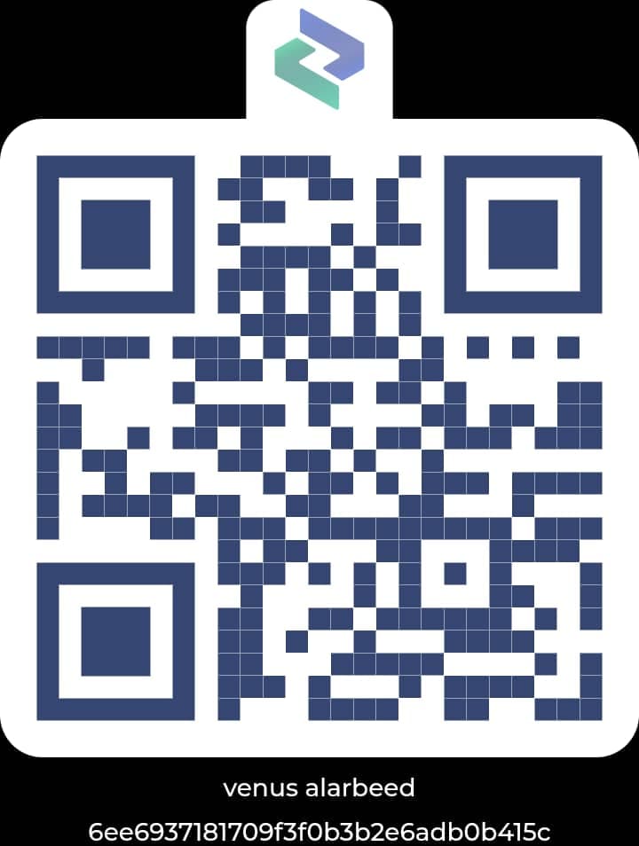 Venus Alarbeed Sham Cash payment QR